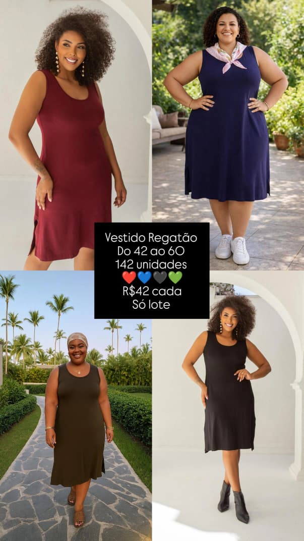 VESTIDO PLUS SIZE MALHA REGATÃO DO 42 AO 60 - Imagem 3
